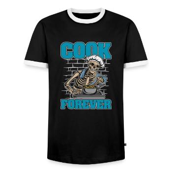 Chef Cuisinier Squelette - T-shirt contrasté Homme - noir/blanc - Devant - AI Model Female 172 light (172cm) & AI Model Male 178 light (178cm)