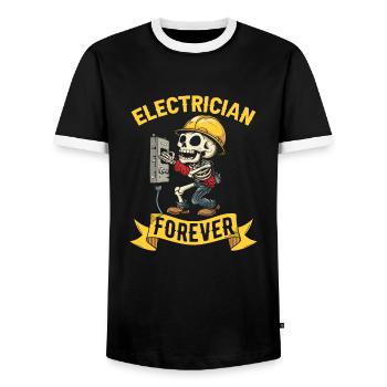 Électricien Électronicien Technicien en Electronique - T-shirt contrasté Homme - noir/blanc - Devant - AI Model Female 172 light (172cm) & AI Model Male 178 light (178cm)