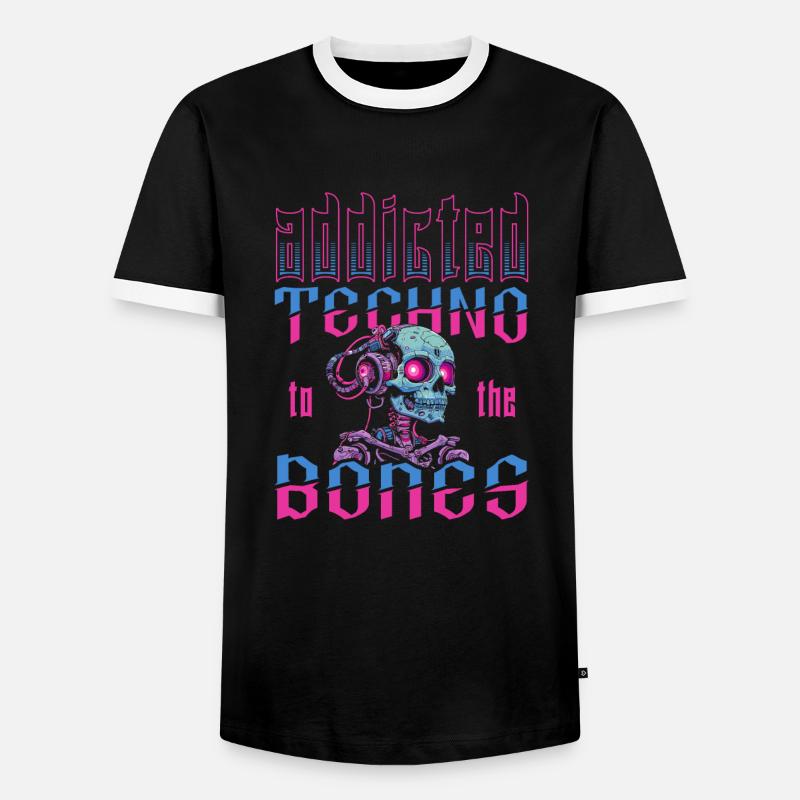 Techno Raver - Männer Kontrast-T-Shirt - Schwarz/Weiß