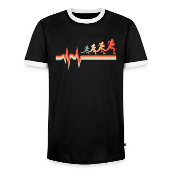 Rythme cardiaque ECG de football américain - T-shirt contrasté Homme - noir/blanc - Devant - AI Model Female 172 light (172cm) & AI Model Male 178 light (178cm)