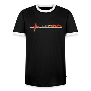 Quad Bike Ekg Heartbeat - T-shirt contrasté Homme - noir/blanc - Devant - AI Model Female 172 light (172cm) & AI Model Male 178 light (178cm)