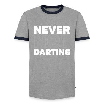 Darts Darts Player - Men's Ringer Shirt - grey/navy  - Front - AI Model Female 172 light (172cm) & AI Model Male 178 light (178cm)