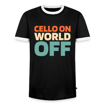 Cello Cellist Cello On World Off - Men's Ringer Shirt - black/white - Front - AI Model Female 172 light (172cm) & AI Model Male 178 light (178cm)