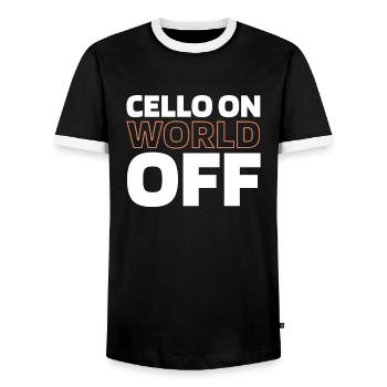 Cello Cellist Cello On World Off - Men's Ringer Shirt - black/white - Front - AI Model Female 172 light (172cm) & AI Model Male 178 light (178cm)