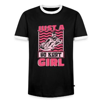 Go Kart Kartfahren Kartfahrer - Männer Kontrast-T-Shirt - Schwarz/Weiß - Vorne - AI Model Female 172 light (172cm) & AI Model Male 178 light (178cm)