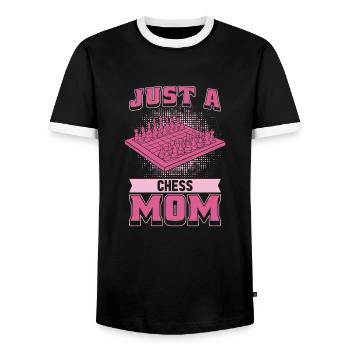 Schach Mutter Just A Chess Mom - Men's Ringer Shirt - black/white - Front - AI Model Female 172 light (172cm) & AI Model Male 178 light (178cm)