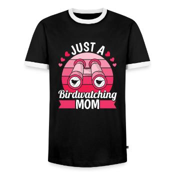 Birdwatcher Juste une maman ornithologue - T-shirt contrasté Homme - noir/blanc - Devant - AI Model Female 172 light (172cm) & AI Model Male 178 light (178cm)