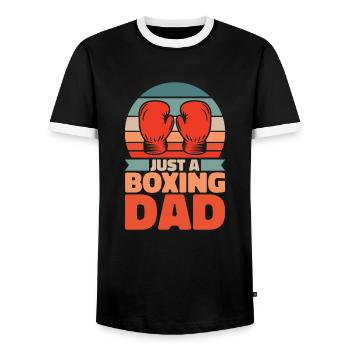 Boxen Boxer Vater Just A Boxing Dad - Men's Ringer Shirt - black/white - Front - AI Model Female 172 light (172cm) & AI Model Male 178 light (178cm)