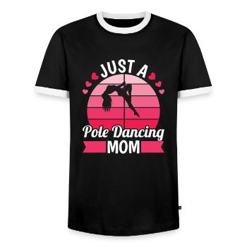 Pole Dancing Mutter Just A Pole Dancing Mom - Männer Kontrast-T-Shirt - Schwarz/Weiß - Vorne - AI Model Female 172 light (172cm) & AI Model Male 178 light (178cm)