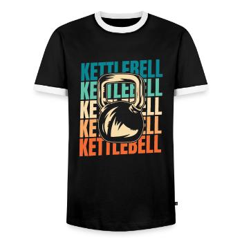 Kettlebell - Men's Ringer Shirt - black/white - Front - AI Model Female 172 light (172cm) & AI Model Male 178 light (178cm)