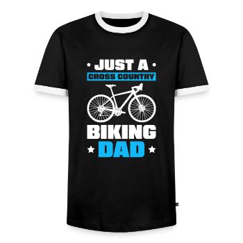 Cross Country Mountain Bike Mtb Dad - Men's Ringer Shirt - black/white - Front - AI Model Female 172 light (172cm) & AI Model Male 178 light (178cm)