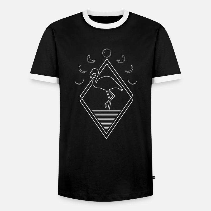 Flamingo Moon Phases - Men's Ringer Shirt - black/white