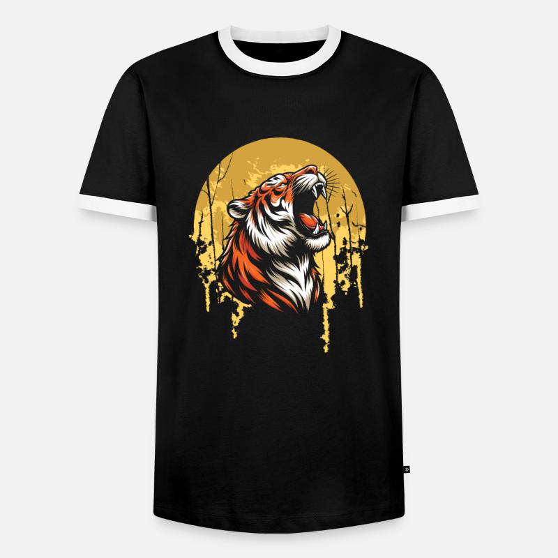Tiger Moon Howling - Männer Kontrast-T-Shirt - Schwarz/Weiß
