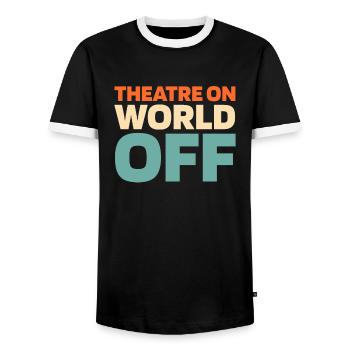 Theater Schauspieler Theatre On World Off - Männer Kontrast-T-Shirt - Schwarz/Weiß - Vorne - AI Model Female 172 light (172cm) & AI Model Male 178 light (178cm)