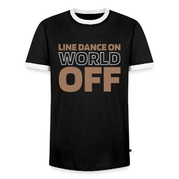 Line Dance Line Dance On World Off - Männer Kontrast-T-Shirt - Schwarz/Weiß - Vorne - AI Model Female 172 light (172cm) & AI Model Male 178 light (178cm)