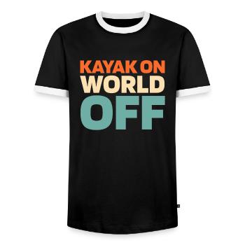Kajaker Kayak On World Off - Männer Kontrast-T-Shirt - Schwarz/Weiß - Vorne - AI Model Female 172 light (172cm) & AI Model Male 178 light (178cm)