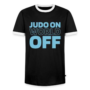 Judoka Judo On World Off - Männer Kontrast-T-Shirt - Schwarz/Weiß - Vorne - AI Model Female 172 light (172cm) & AI Model Male 178 light (178cm)