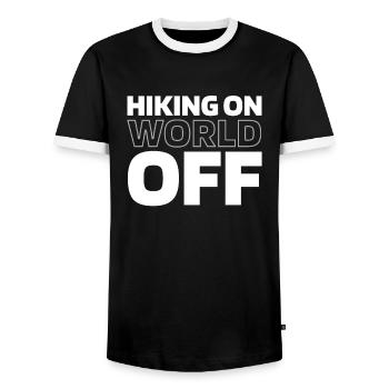 Wandern Wanderer Randonnée sur World Off - T-shirt contrasté Homme - noir/blanc - Devant - AI Model Female 172 light (172cm) & AI Model Male 178 light (178cm)