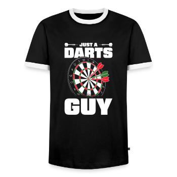 Dart Dartspieler Just A Darts Guy - Männer Kontrast-T-Shirt - Schwarz/Weiß - Vorne - AI Model Female 172 light (172cm) & AI Model Male 178 light (178cm)