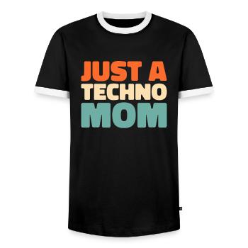 Techno Raver Just A Techno Mom - T-shirt contrasté Homme - noir/blanc - Devant - AI Model Female 172 light (172cm) & AI Model Male 178 light (178cm)