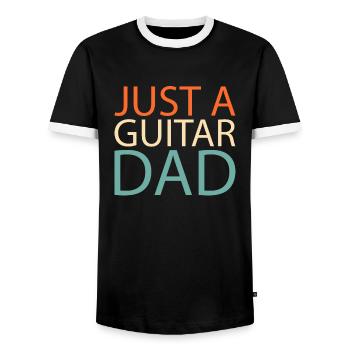 Akustikgitarre Just A Guitar Dad - Männer Kontrast-T-Shirt - Schwarz/Weiß - Vorne - AI Model Female 172 light (172cm) & AI Model Male 178 light (178cm)