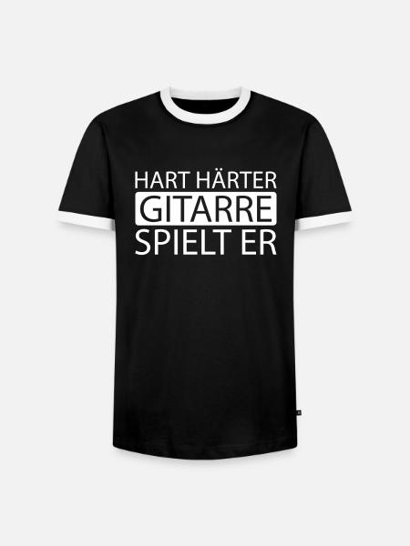 Akustikgitarre - Männer Kontrast-T-Shirt - Schwarz/Weiß