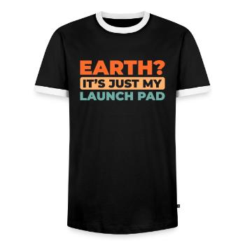 Paramotor paragliding - Men's Ringer Shirt - black/white - Front - AI Model Female 172 light (172cm) & AI Model Male 178 light (178cm)