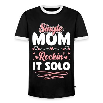 Alleinerziehend Team Liebe - Männer Kontrast-T-Shirt - Schwarz/Weiß - Vorne - AI Model Female 172 light (172cm) & AI Model Male 178 light (178cm)