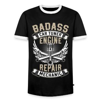 Tuner Voiture Pilote Drifting Moteur - T-shirt contrasté Homme - noir/blanc - Devant - AI Model Female 172 light (172cm) & AI Model Male 178 light (178cm)