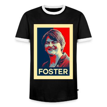 Arlene Foster Rétro politique irlandaise - T-shirt contrasté Homme - noir/blanc - Devant - AI Model Female 172 light (172cm) & AI Model Male 178 light (178cm)