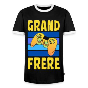 Futur Grand Frère Gamer - T-shirt contrasté Homme - noir/blanc - Devant - AI Model Female 172 light (172cm) & AI Model Male 178 light (178cm)