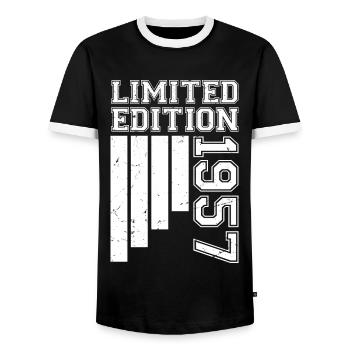 1957 Anniversaire Né En 1957 Édition Limitée - T-shirt contrasté Homme - noir/blanc - Devant - AI Model Female 172 light (172cm) & AI Model Male 178 light (178cm)