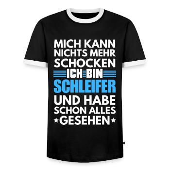 Non-Shockable Grinder - Men's Ringer Shirt - black/white - Front - AI Model Female 172 light (172cm) & AI Model Male 178 light (178cm)