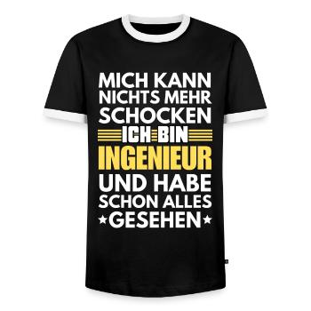 Ingénieur non choquable - T-shirt contrasté Homme - noir/blanc - Devant - AI Model Female 172 light (172cm) & AI Model Male 178 light (178cm)