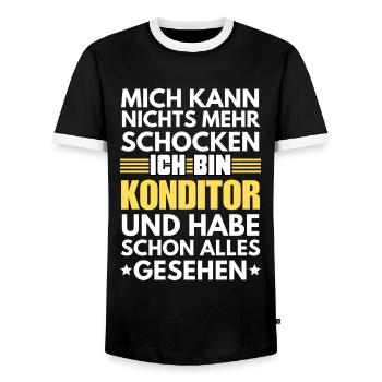 Non-shockable pastry chef - Men's Ringer Shirt - black/white - Front - AI Model Female 172 light (172cm) & AI Model Male 178 light (178cm)