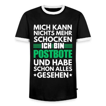 Nicht schockbarer Postbote - Männer Kontrast-T-Shirt - Schwarz/Weiß - Vorne - AI Model Female 172 light (172cm) & AI Model Male 178 light (178cm)