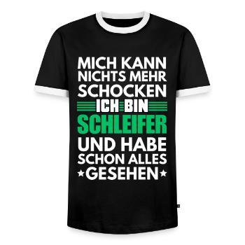 Non-Shockable Grinder - Men's Ringer Shirt - black/white - Front - AI Model Female 172 light (172cm) & AI Model Male 178 light (178cm)