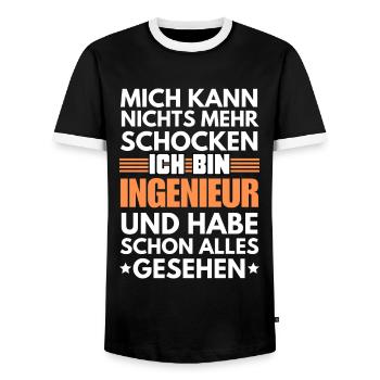Ingénieur non choquable - T-shirt contrasté Homme - noir/blanc - Devant - AI Model Female 172 light (172cm) & AI Model Male 178 light (178cm)