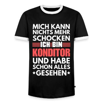 Non-shockable pastry chef - Men's Ringer Shirt - black/white - Front - AI Model Female 172 light (172cm) & AI Model Male 178 light (178cm)