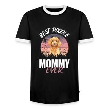 Poodle - Men's Ringer Shirt - black/white - Front - AI Model Female 172 light (172cm) & AI Model Male 178 light (178cm)