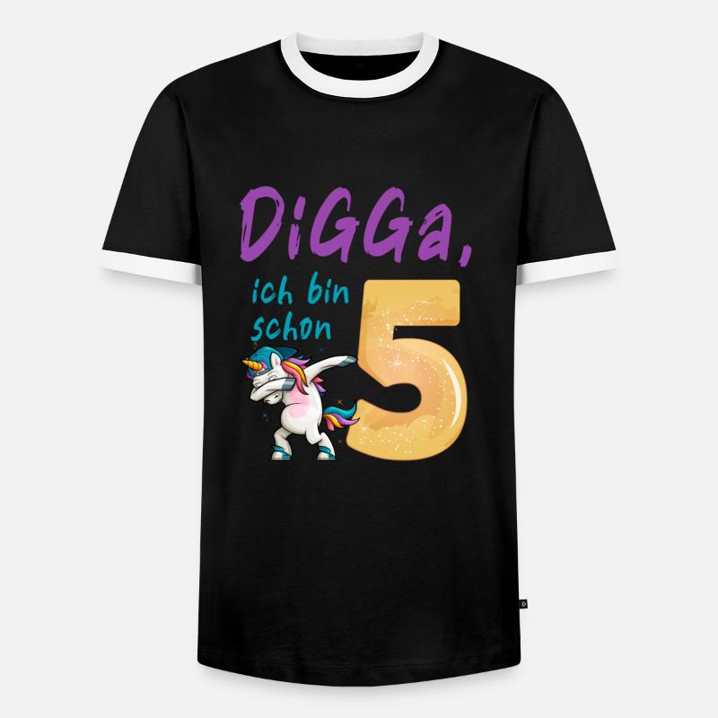 DIGGA, ich bin schon 5 - Männer Kontrast-T-Shirt - Schwarz/Weiß