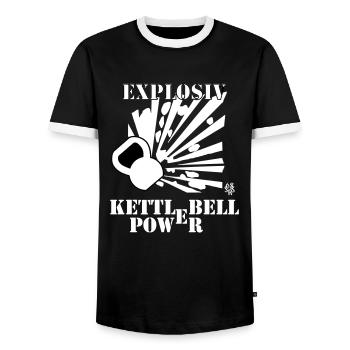 Kettlebell explosiv Power - Männer Kontrast-T-Shirt - Schwarz/Weiß - Vorne - AI Model Female 172 light (172cm) & AI Model Male 178 light (178cm)