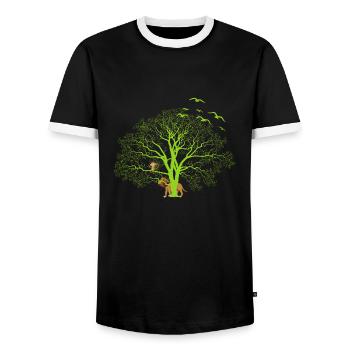 Magischer Baum - Männer Kontrast-T-Shirt - Schwarz/Weiß - Vorne - AI Model Female 172 light (172cm) & AI Model Male 178 light (178cm)