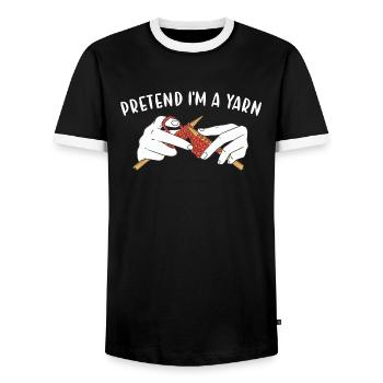 Pretend I'm A Yarn Knitting - Men's Ringer Shirt - black/white - Front - AI Model Female 172 light (172cm) & AI Model Male 178 light (178cm)
