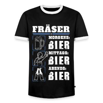 My daily routine as a milling cutter - Men's Ringer Shirt - black/white - Front - AI Model Female 172 light (172cm) & AI Model Male 178 light (178cm)