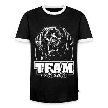 Team Labrador Retriever Labbi Dog Dog Wilsigns - Men's Ringer Shirt - black/white - Front - AI Model Female 172 light (172cm) & AI Model Male 178 light (178cm)