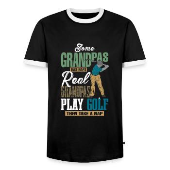 Grandpa Golfer - Funny Golf Grandpa - Männer Kontrast-T-Shirt - Schwarz/Weiß - Vorne - AI Model Female 172 light (172cm) & AI Model Male 178 light (178cm)