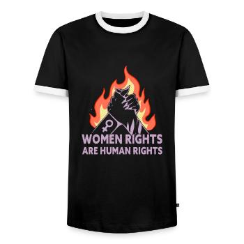 Women Rights Are Human Rights Feminist - Männer Kontrast-T-Shirt - Schwarz/Weiß - Vorne - AI Model Female 172 light (172cm) & AI Model Male 178 light (178cm)