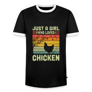 Just A Girl Who Loves Chickens Funny Chicken - Männer Kontrast-T-Shirt - Schwarz/Weiß - Vorne - AI Model Female 172 light (172cm) & AI Model Male 178 light (178cm)