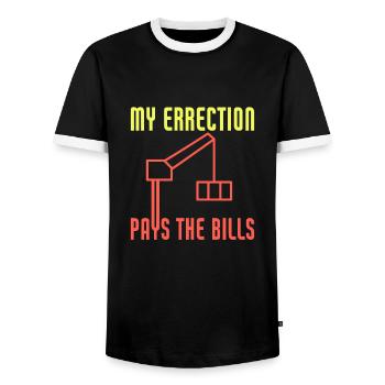 My Errection Pays The Bills Funny Crane Operator - Men's Ringer Shirt - black/white - Front - AI Model Female 172 light (172cm) & AI Model Male 178 light (178cm)
